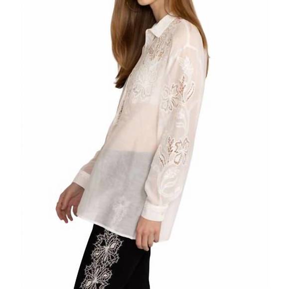 NEW JOHNNY WAS lauren's silk button down shirt in white - Picture 2 of 3